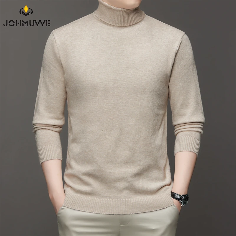 6 Colour Men\'s High Neck Long Sleeved Solid Color Sweater Soft Warm and Comfortable Top with a Base