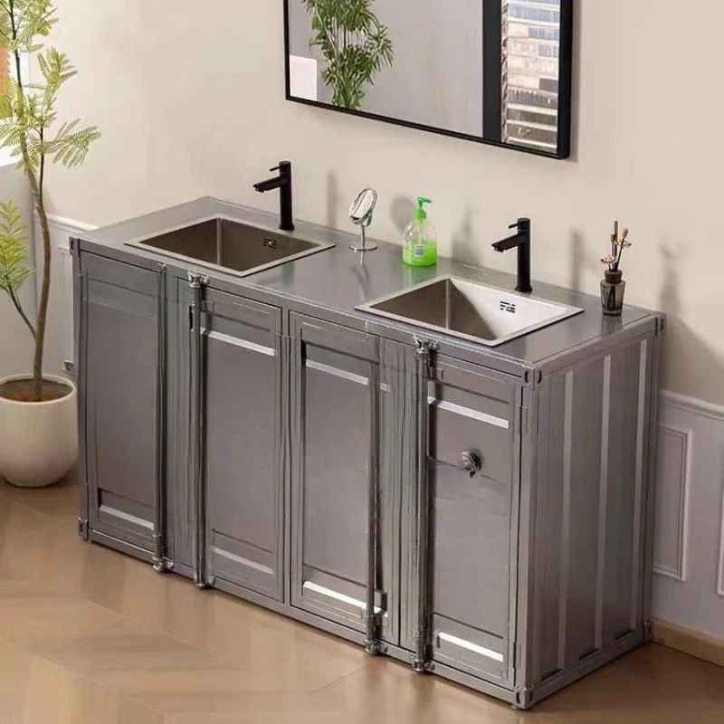 Creative floor-to-ceiling wash basin, retro wash table, industrial wind wash basin, metal