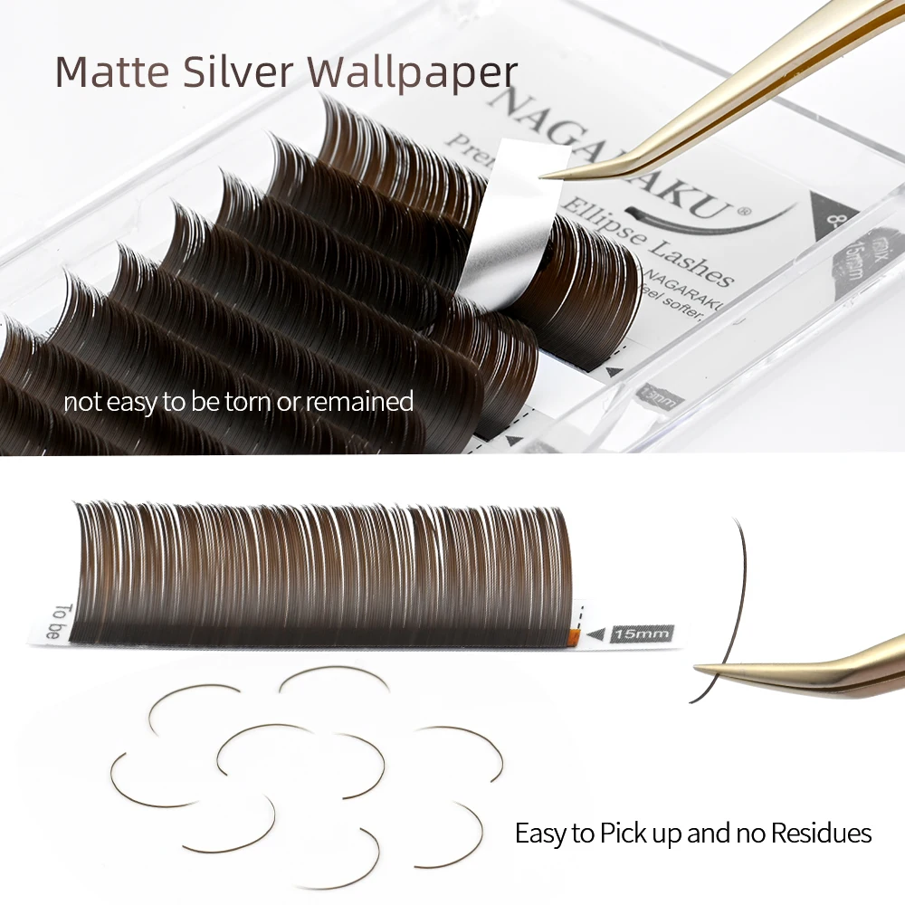 NAGARAKU Flache Split-Tips Weiche Natürliche Kohle-Ellipsen-Verlängerungszubehör Braun Schwarz Grau Hell Schwarz – Detail 13