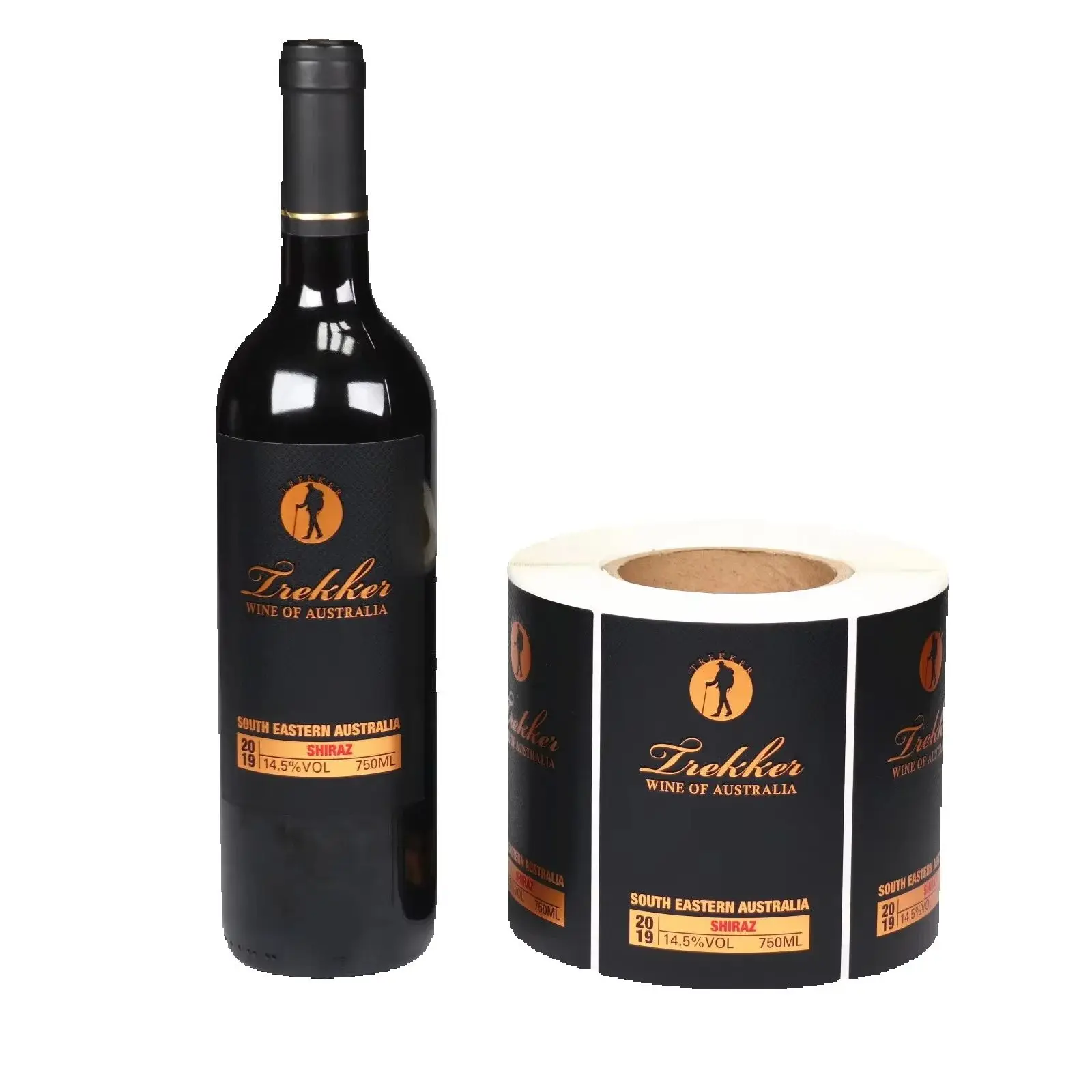 Customized Gold Foil Stamping BOPP Adhesive Sticker｜Embossed Waterproof Paper Labels with Permanent UV for Whisky & Wine