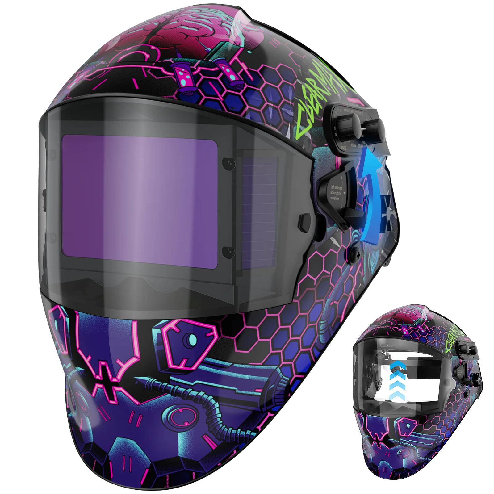 ARCCAPTAIN Welding Helmet Flip Up Design Solar Powered Auto Darkening Ture Color Large Viewing MIG MAG TIG Welders Face Mask