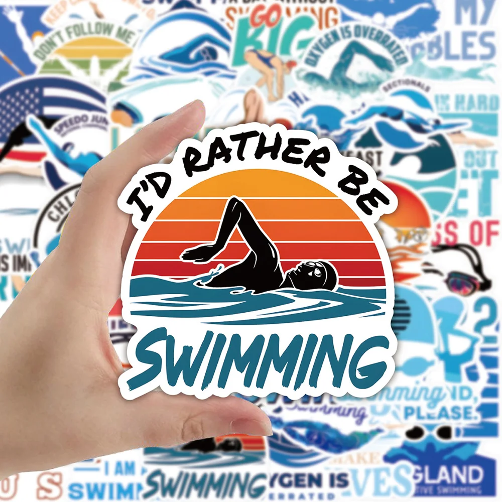 10/30/52PCS New Sports Swimming Sticker DIY Phone Laptop Luggage Skateboard Graffiti Decals Fun for Kid Gift