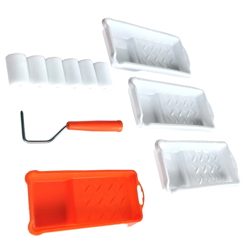 Para herramientas de pintura de pared, Kit de rodillo de pintura pequeño de 2 pulgadas, rodillo de pintura de espuma de alta densidad, revestimiento de bandeja de pintura
