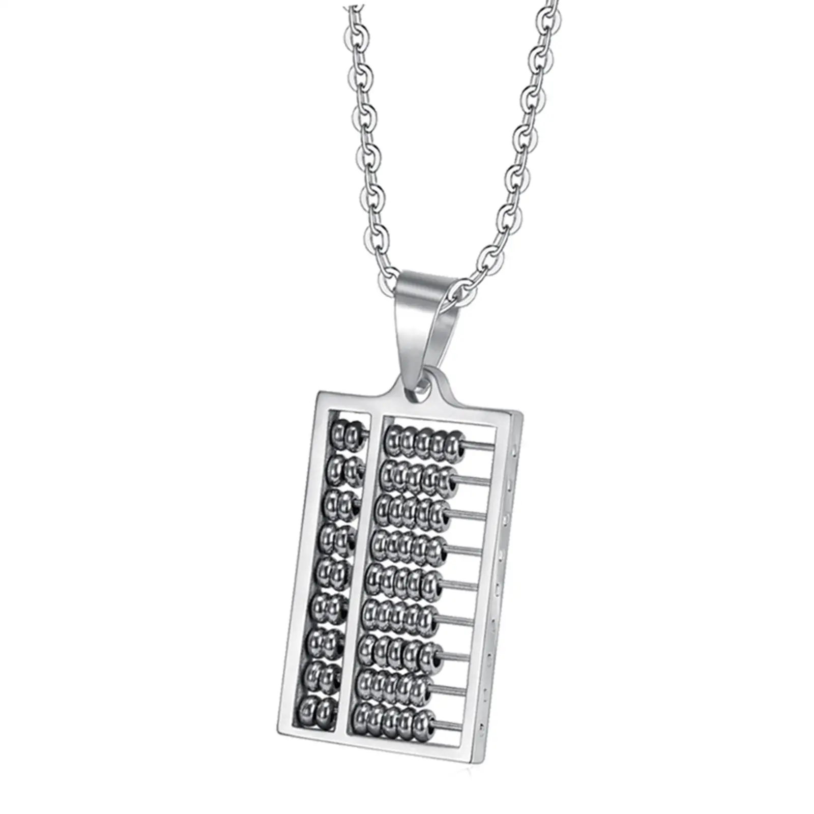 Titanium Steel Ancient Abacus Pendant Necklace Chinese Counting Frame Charm Jewelry Gifts for Women Men Teens Valentines