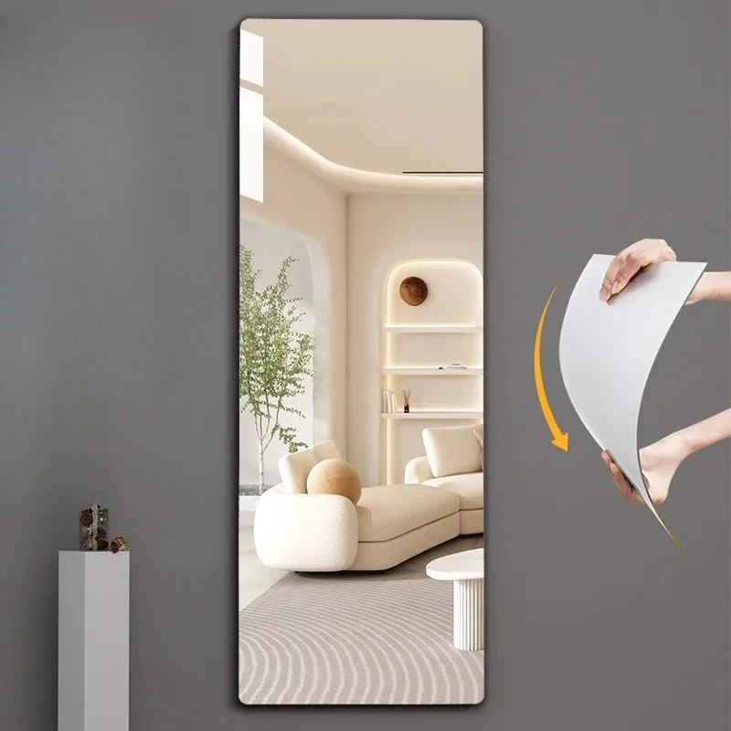 

S/M/L Acrylic Mirror Wall Stickers Adhesive Mirrors Bathroom Decor Students Dormitory Dressing Mirror Full Body Home Decorations