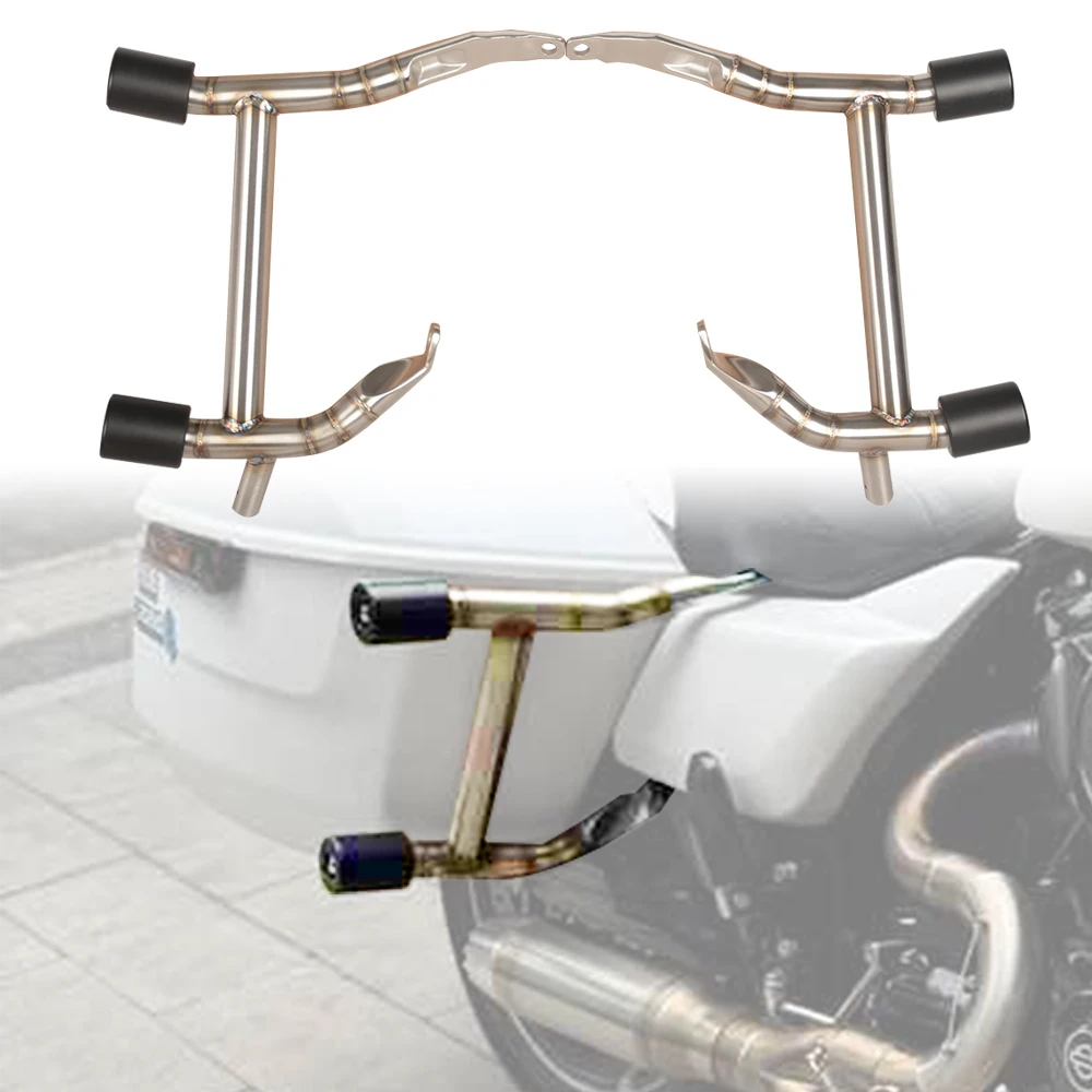 

Motorcycle Stainless Welding Pattern Saddlebag Guard with Support Bar Crash Bar for Harley Touring Street Road Glide 2014-2026