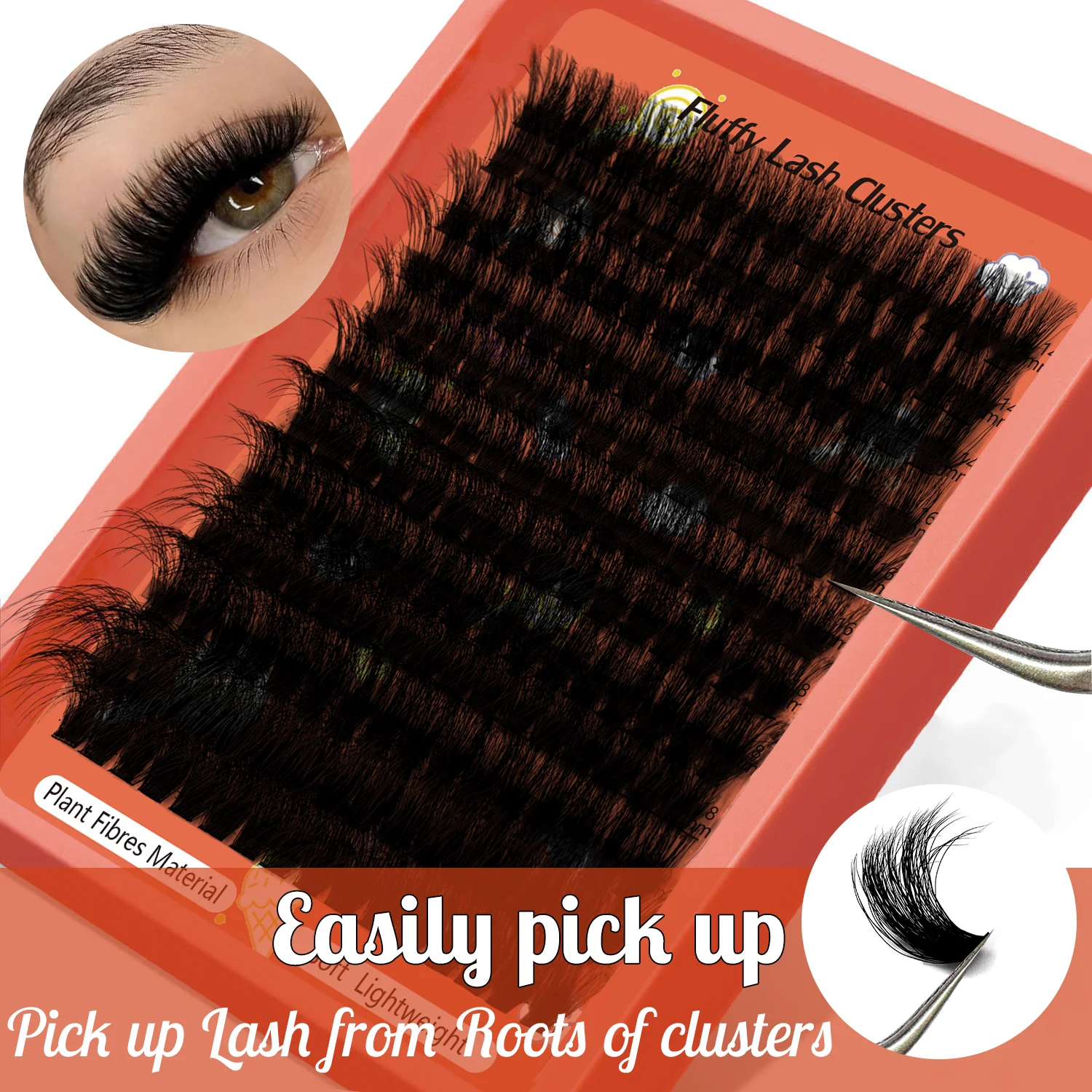 DIY 5D Fluffy Lash Clusters 80D 100D Dicke Wimpern Cluster D Curl Wispy Einzelwimpern 14-24mm Wimpernverlängerung