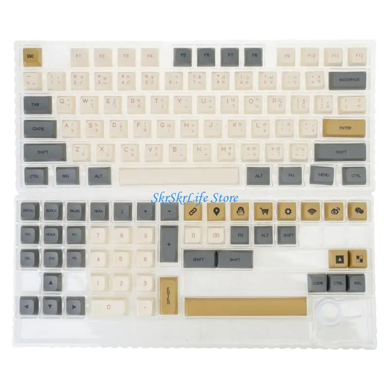 E65E PBT Thai Character Keycaps with XDA Profile Thai Keycaps for Enhanced Typing Experience for 61 64 68 75 98 104 108