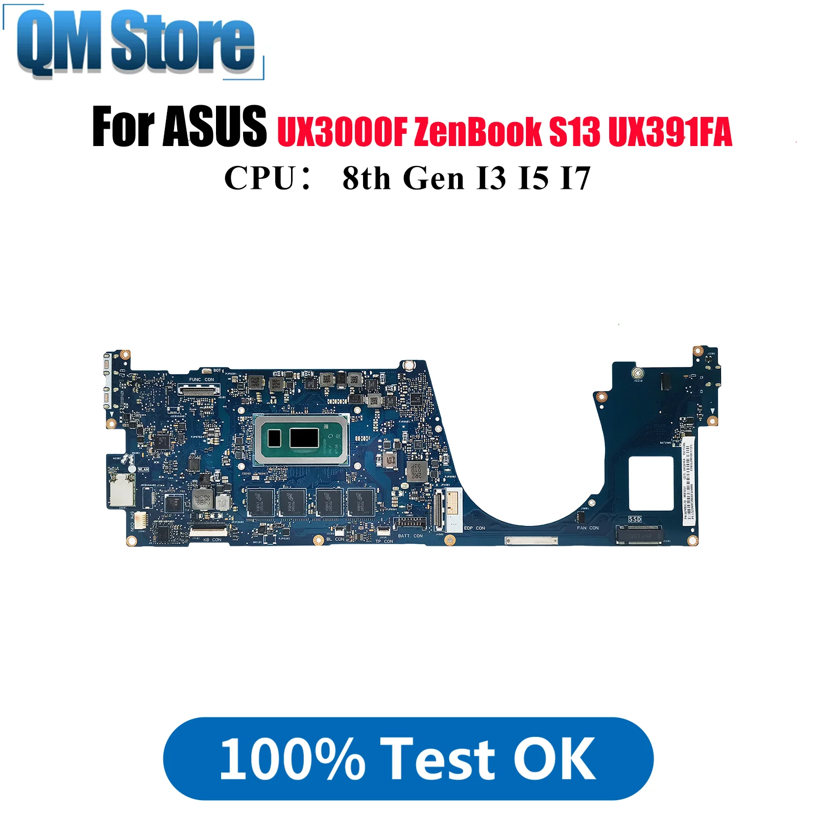 

Материнская плата UX391FA для ноутбука ASUS ZenBook UX3000F UX391FA S13 ZenBook UX391F, материнская плата с процессором I3 I5 I7, 100% тестирование, ОК, быстрая доставка