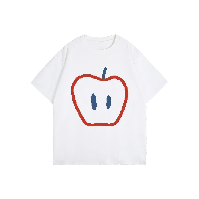 

Trendy apple short-sleeved t-shirt 2025 summer new cartoon couple top