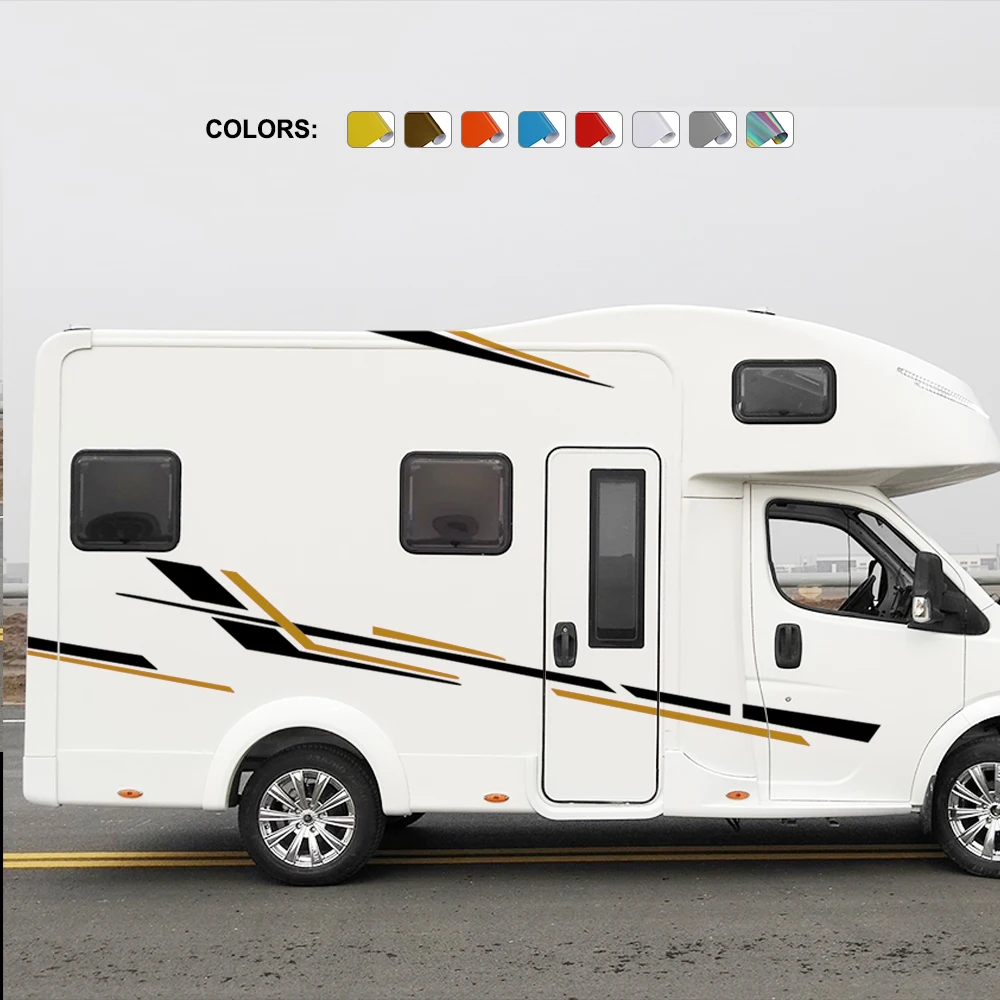 Pegatinas de vinilo de rayas para autocaravana, calcomanías gráficas de decoración para coche, para Camper, Van, caja de caballo, caravana, RV, accesorios de sintonización automática