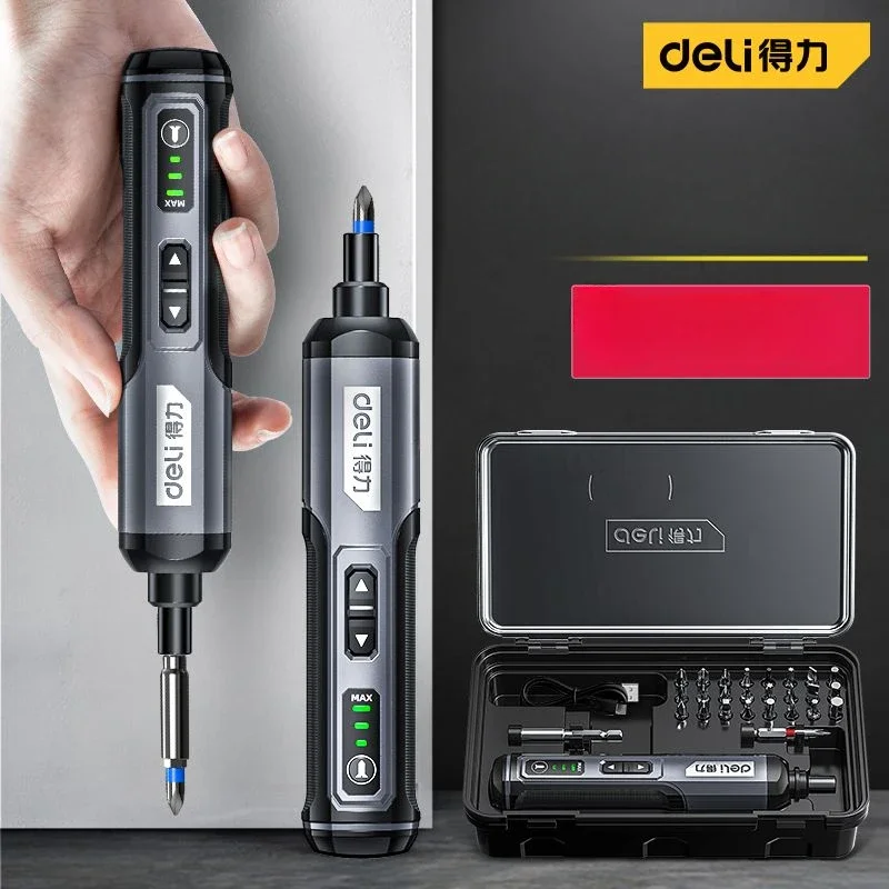 Deli-Smart Cordless Electric Screwdriver Sets, Type-C Rechargeable Handle, Tools, DL-DP04-1B2, 4V