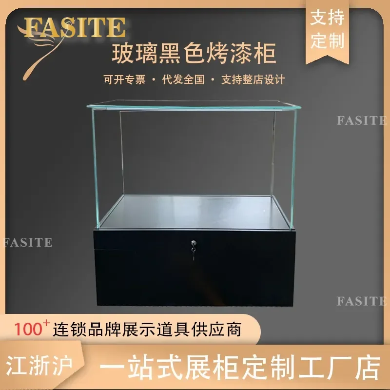 For Ultra-white Tempered Glass Black Paint Pull-out Sample Display Showcase for Glasses Mobile Phone Communication Store