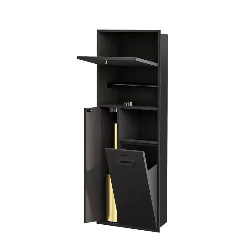 Metal Shelf Bathroom Stainless Steel Toilet Trash Can Alcove Storage Upper Built