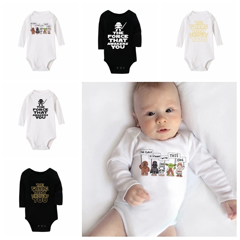 Star Wars Romper manga comprida para meninos e meninas recém-nascidos, macacão infantil, roupas de macacão infantil, roupas infantis, trajes de primavera