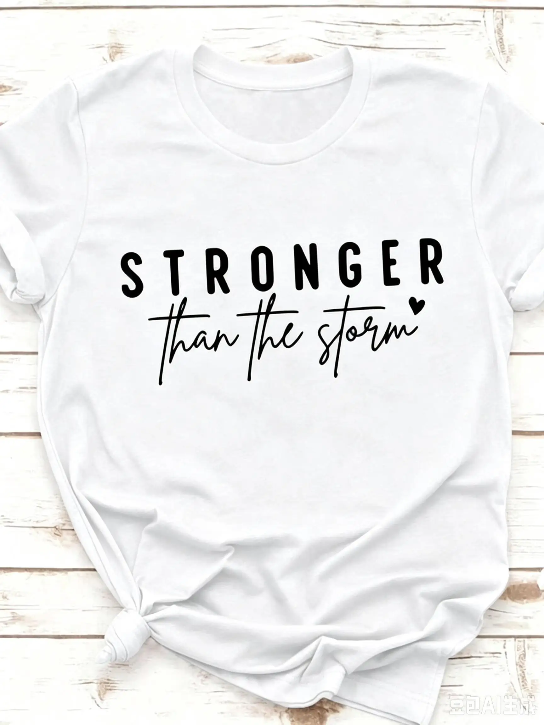 Inspirational Slogan T Shirt Women Stronger Than The Storm Letter Print Casual Short Sleeve Top Trendy Tee Daily Streetwear