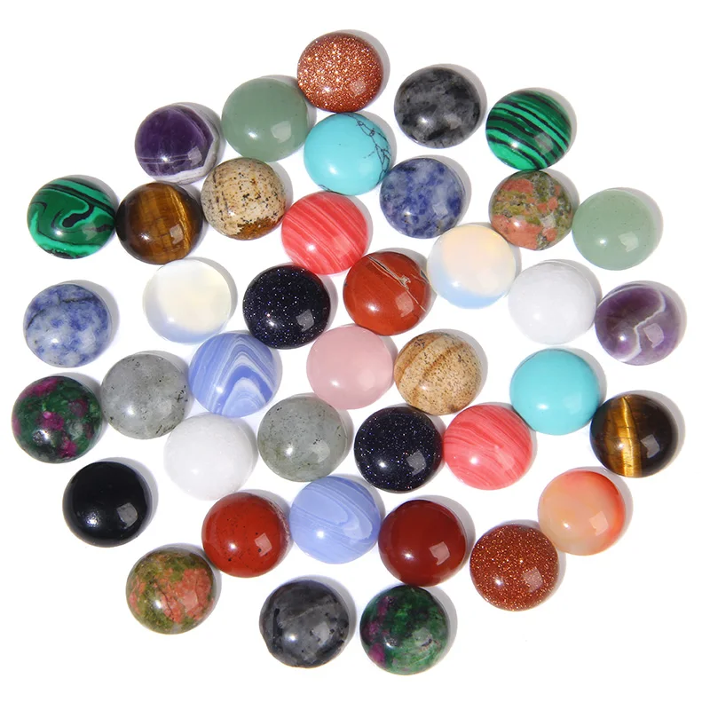 10Pcs/Lot Natural Stone Cabochons Round Bead Setting Cabochon Beads Fit Pendants Rings Earring Necklaces Jewelry DIY Accessories