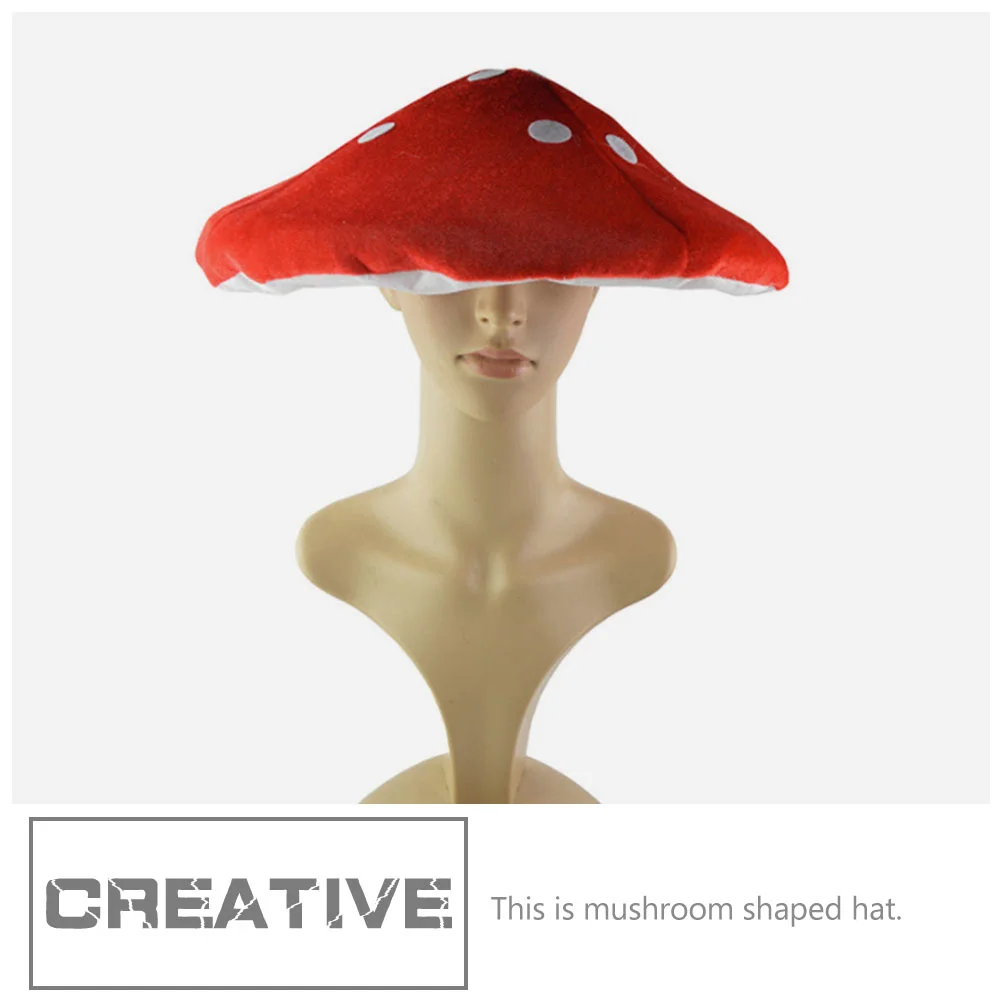 2 Pcs Mushroom Cap Funny Red Hat Costume Party Shaped Hats Cartoon Accessory Creative