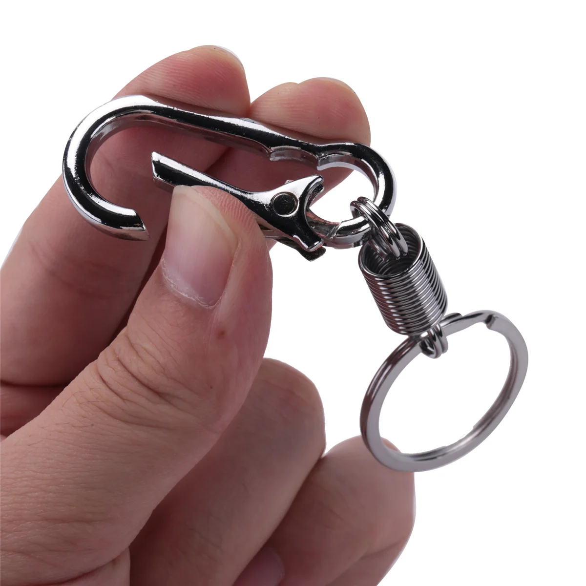 Sturdy Carabiner Key Chain Key Ring Key Chain Spring Key Chain Business Waist Key Chain, Silver