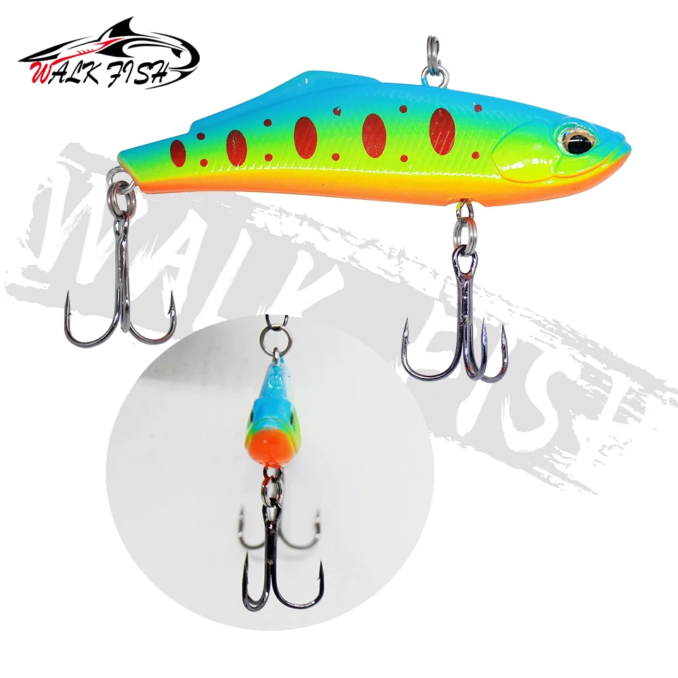 WALK FISH 1PCS 70mm 15g New VIB Fishing Lure Artificial Bait 3D Eyes Swimbait Vibration Sinking Hard Lures Fishing Tackle
