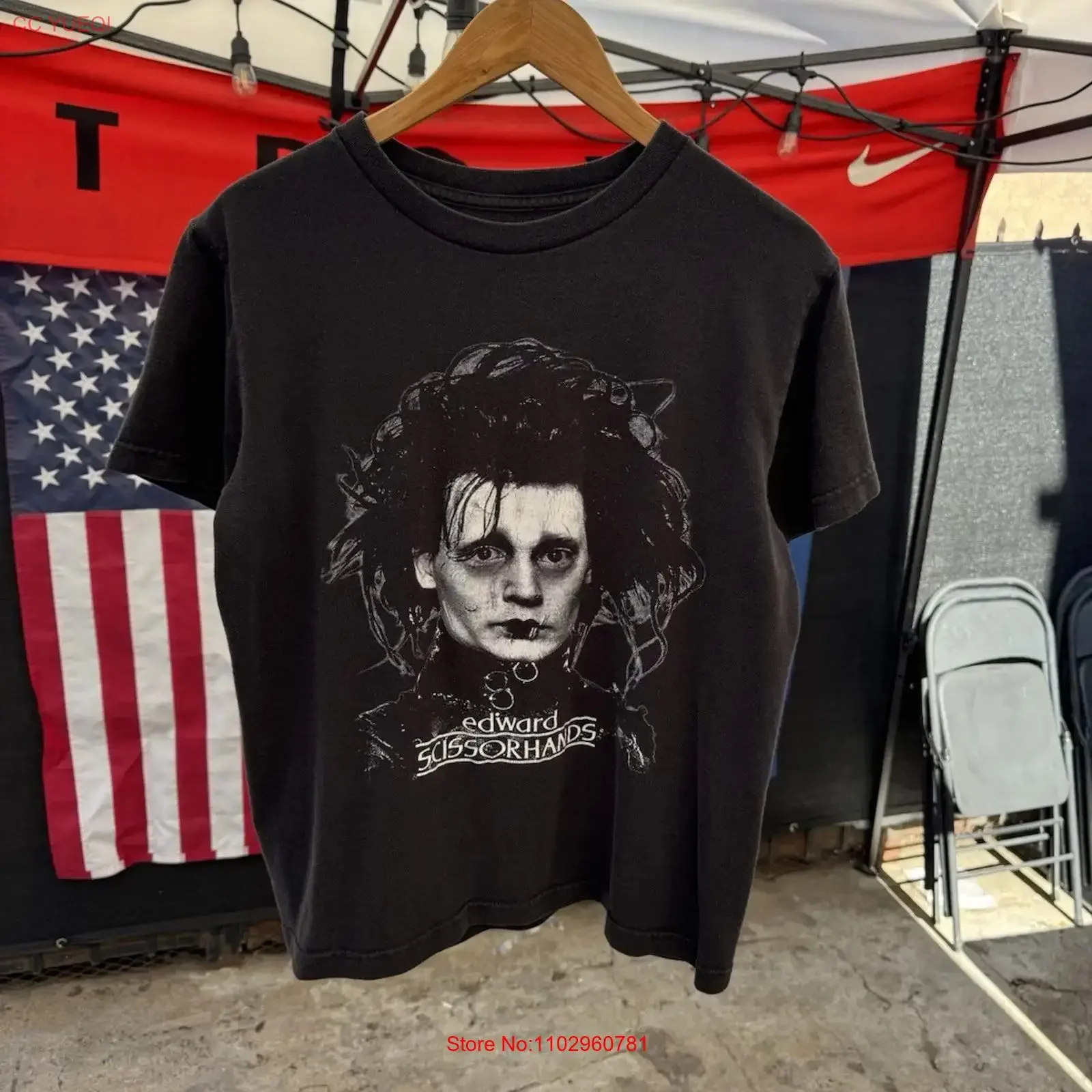 Футболка Edward Sissorhands Movie, размер S, 19x24, винтажная, с эффектом потертости, для повседневной носки, удобная, дышащая