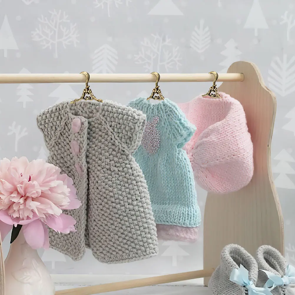 

48Pcs Miniature Metal Hangers for Dollhouse Wardrobe Outfits Display Functional Storage Rack Accessory Miniature Coat Hangers
