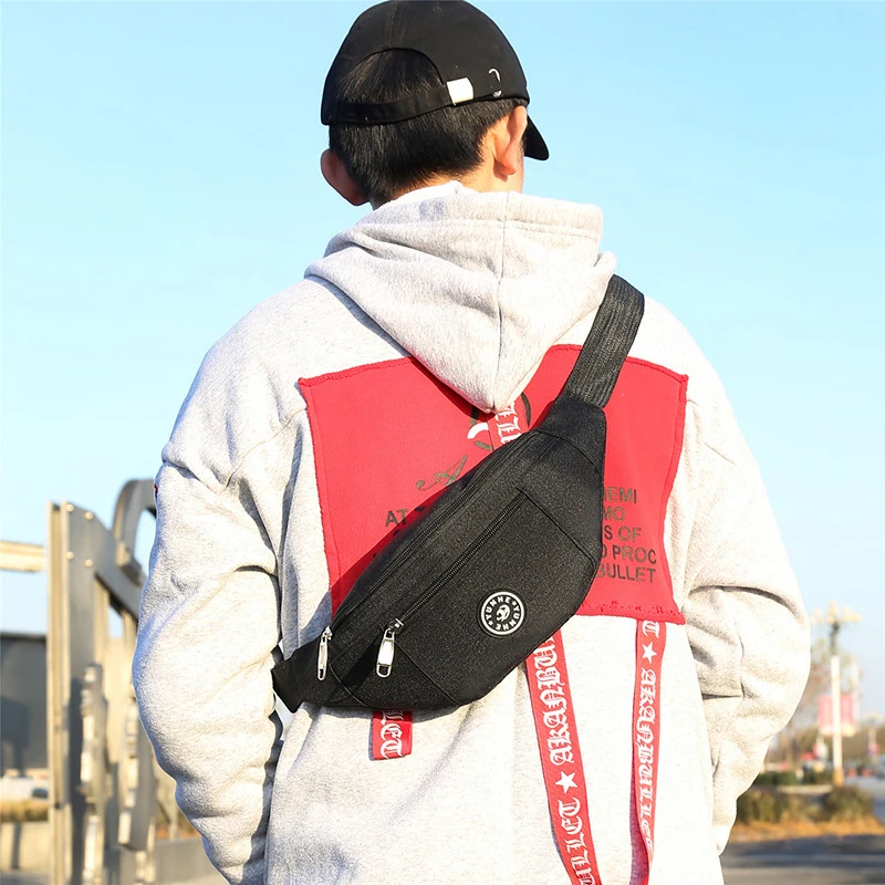 Men Male Waist Bag Pack Grey Casual Functional Belt Bag Large Belt Pouch Single Shoulder Crossbody Bag Belt Bag Fanny Travel Hip