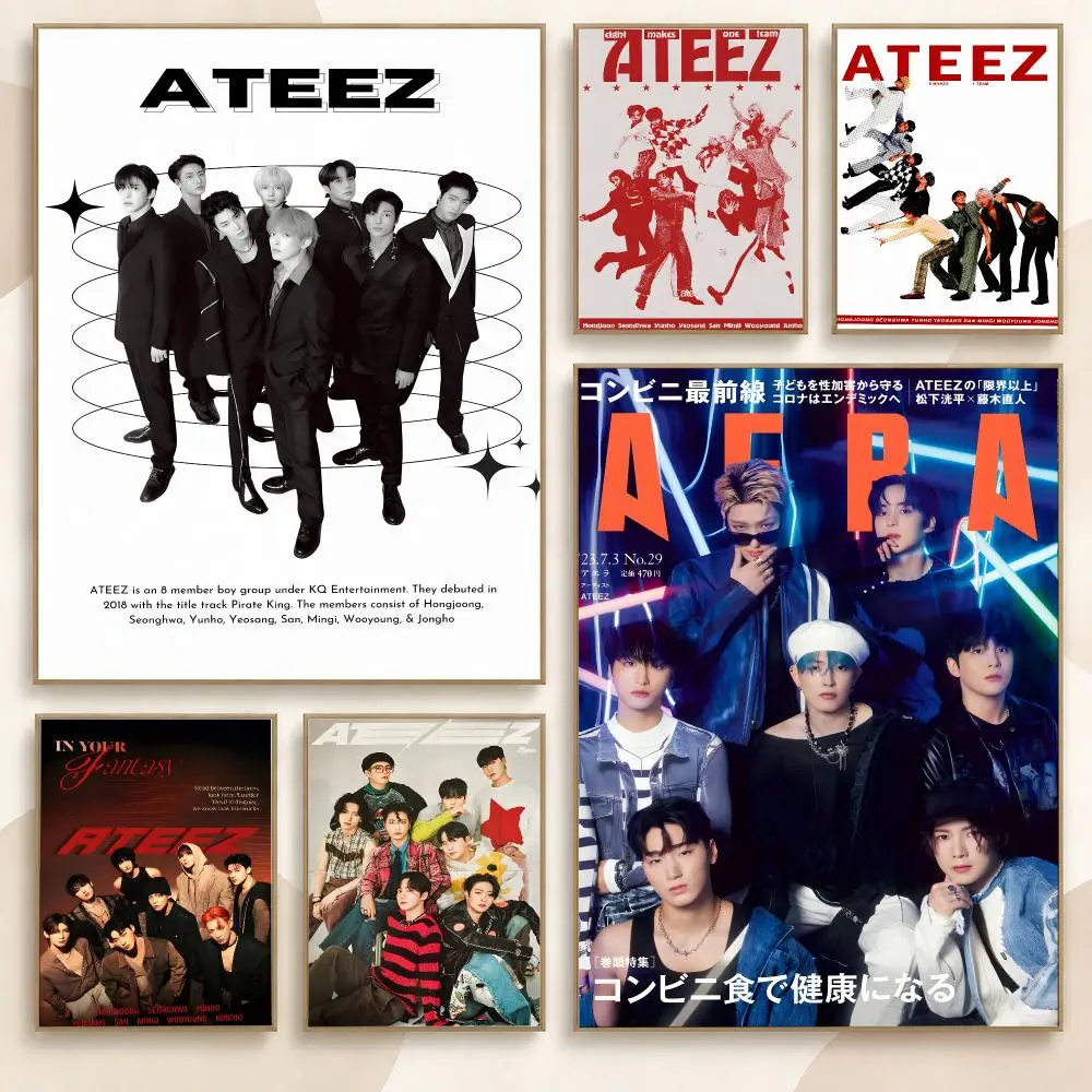 ATEEZ Kpop Boy Group Music Album Iconic Visual Fan Series Poster Contemporary Wall Art Print for Bedroom & Living Room, Unframed