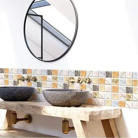 

12pcs Self-Adhesive Wall Stickers 3D Mosaic Tile Wall Sticker for Bathroom Kitchen Wall Refurbishment Home Wall Decor Wall paper