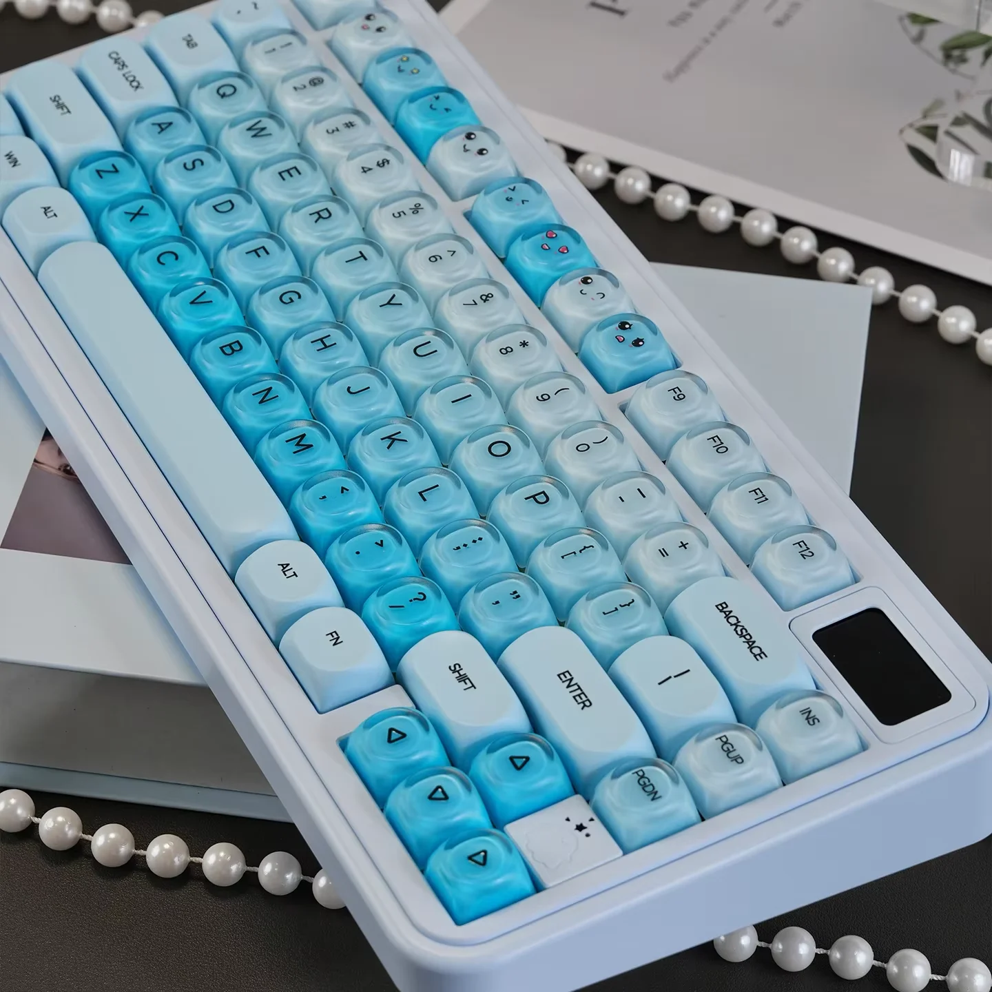 132 Keys Blue Liquid Foundation Keycap HOA Profile PBT Double Shot Keycap For Mx Switch Mechanical Keyboard ISO Enter Key Caps