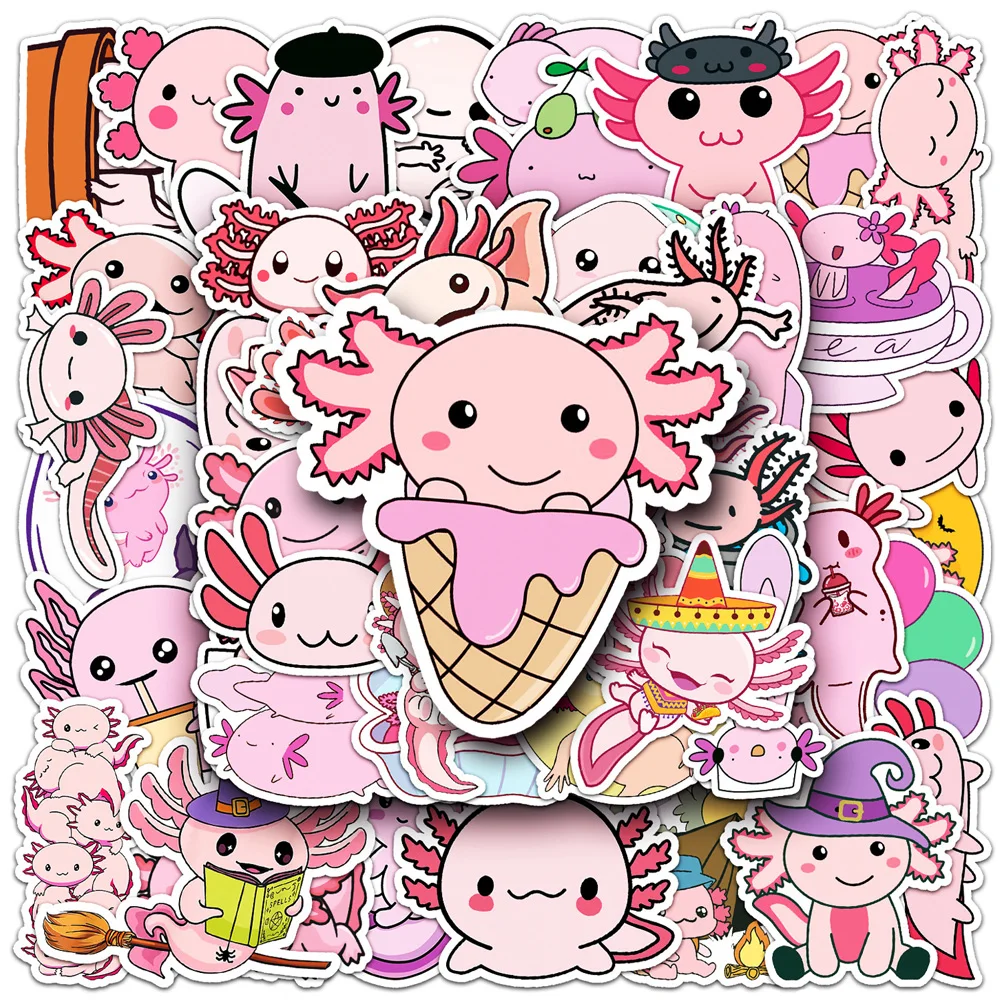 10/30/50pcs Cute Cartoon Animal Axolotl Graffiti Stickers Decals DIY Skateboard Laptop Scrapbook Luggage Sticker Kid Classic Toy