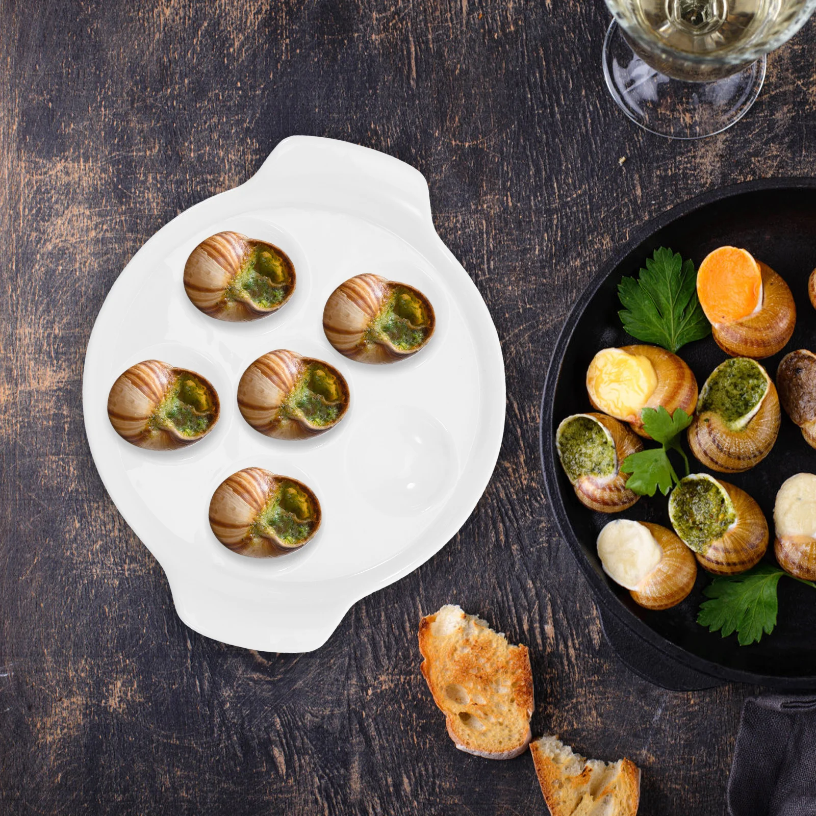 Schneckenschale aus Keramik, ofensicher, mit zwei Griffen, französischer Stil, Schnecken-Backplatte, Meeresfrüchte-Pilz-Kochgeschirr für die Küche zu Hause
