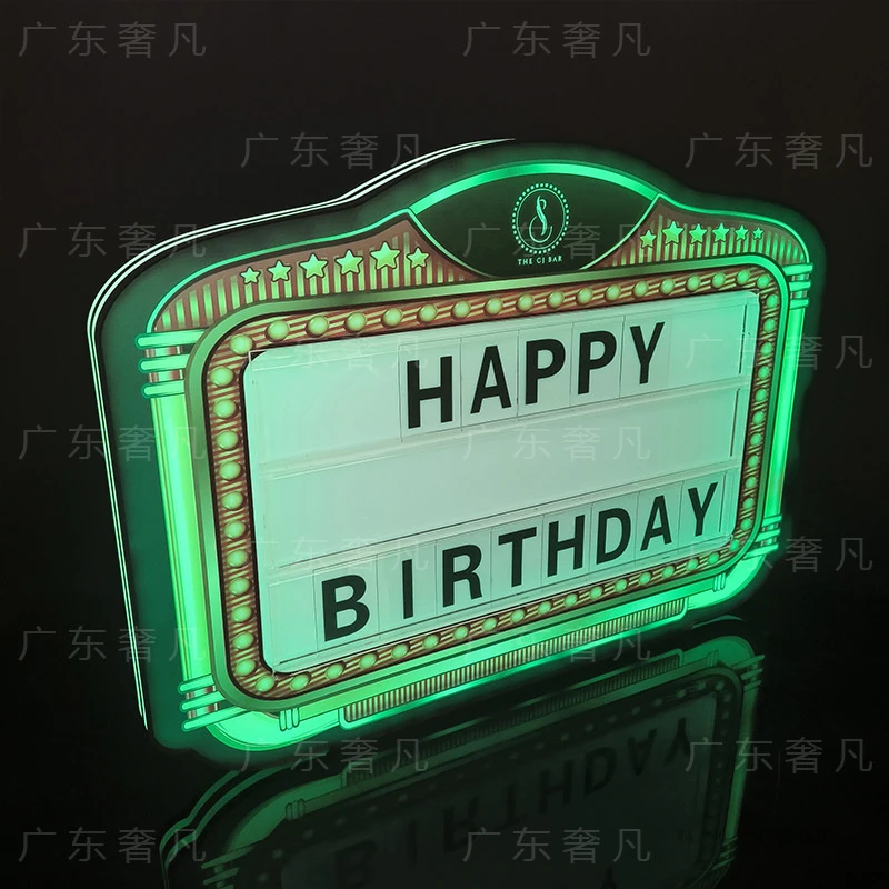 Cross-border bar glowing birthday hand-held signKTVParty atmosphere propsHAPPYBIRTHDAYAnnouncing the release of alcohol