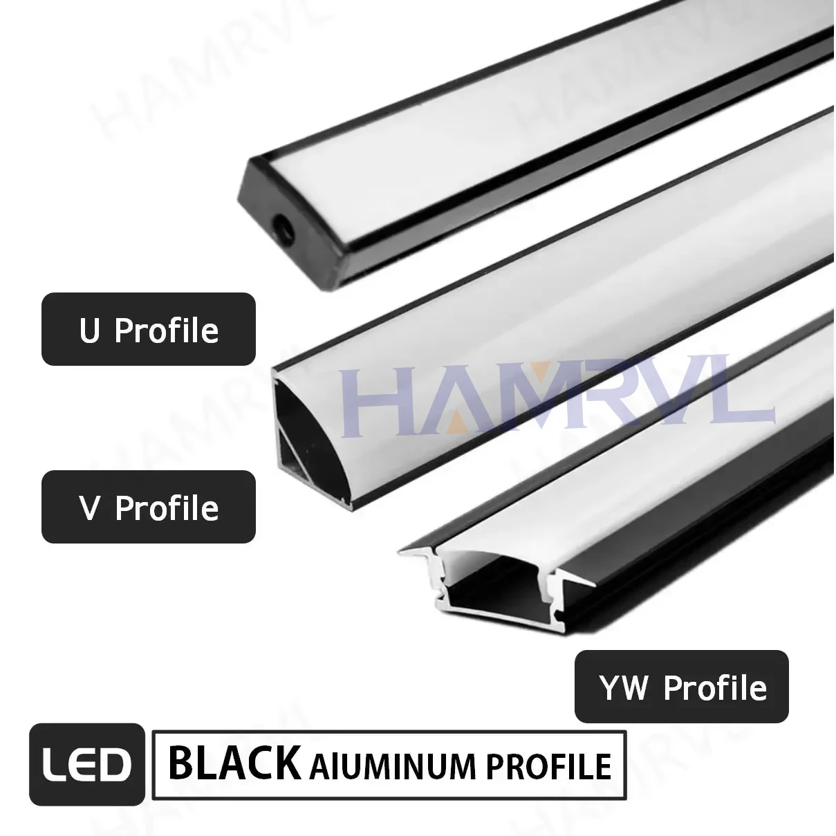 2-30PCS LED Aluminum Channel Profile 0.5m Length - U/V/W  Snap-On Design Decorative Housing for Home/Office/Cabinet Lighting