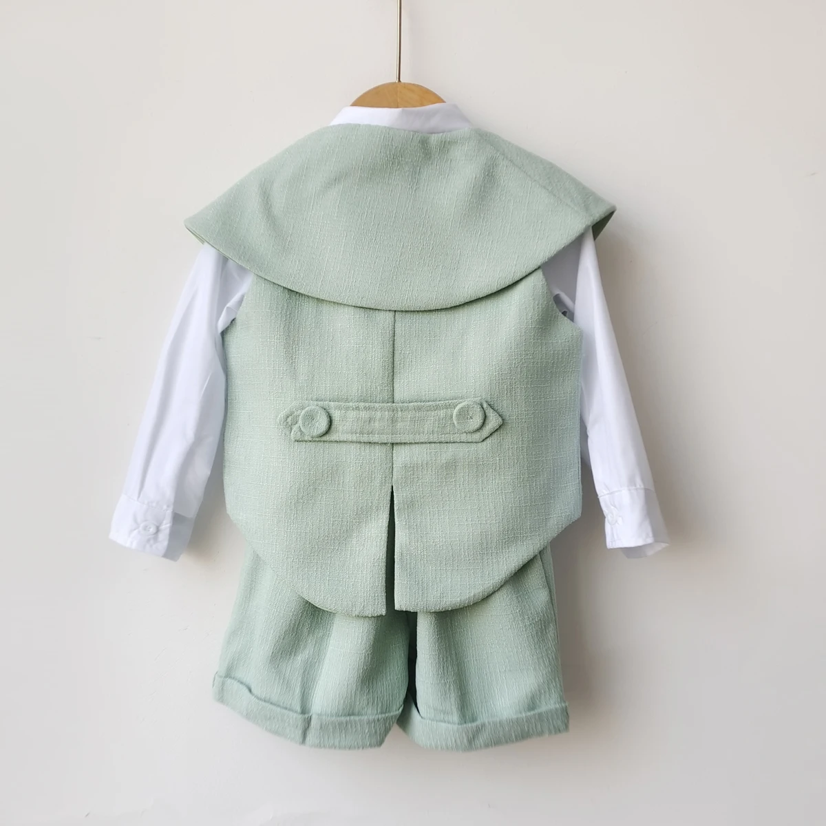 Baby Photography Clothes Set Children's  Baby Boy Girl Gentleman Suit Green Festival Birthday Party Shawl+vest+short strap