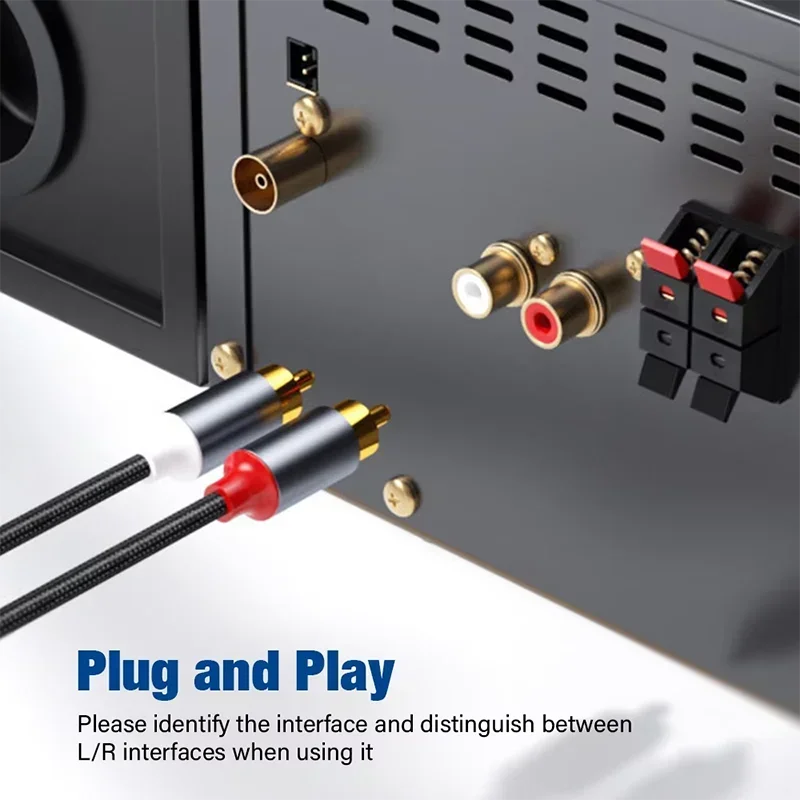 High quality USB Type C to 2 RCA Cable Y Splitter For iPhone 15 Samsung Audio Converter Adapter To Subwoofer PC Amplifier TV Car