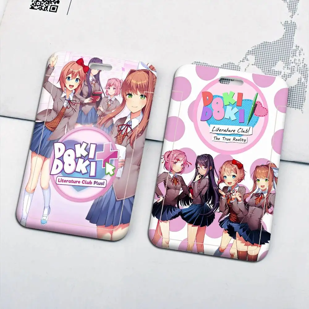 Doki Doki Literature Club Ausweishalter aus PVC-Material, Ausweishülle für Arbeit, Krankenschwester, Schlüssel und Geldbörse
