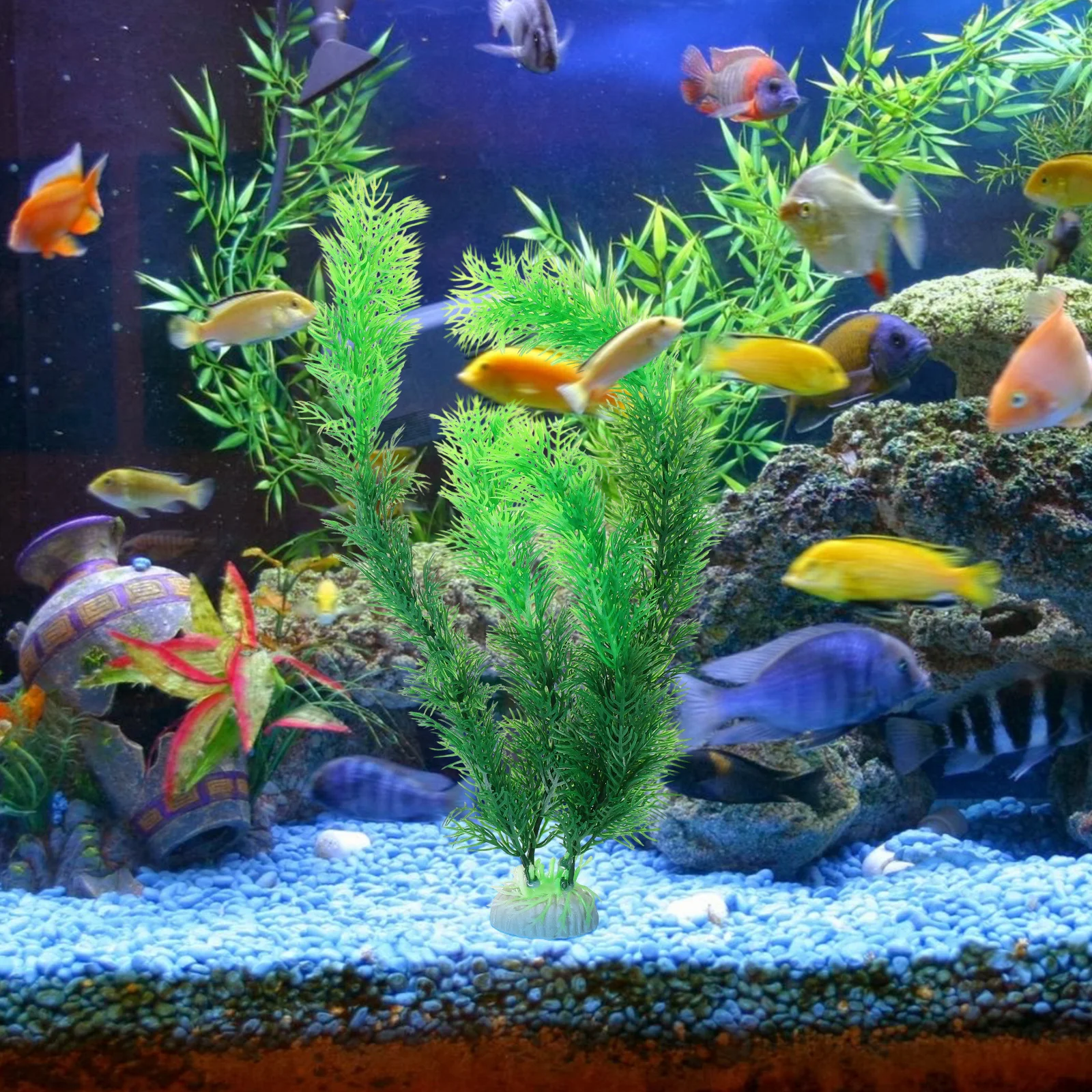 

Aquarium Green Plastic Plants 30x15x8cm Lifelike Safe No Harm to Fish Easy Wash Fresh Salt Water Decor Aquarium Plants