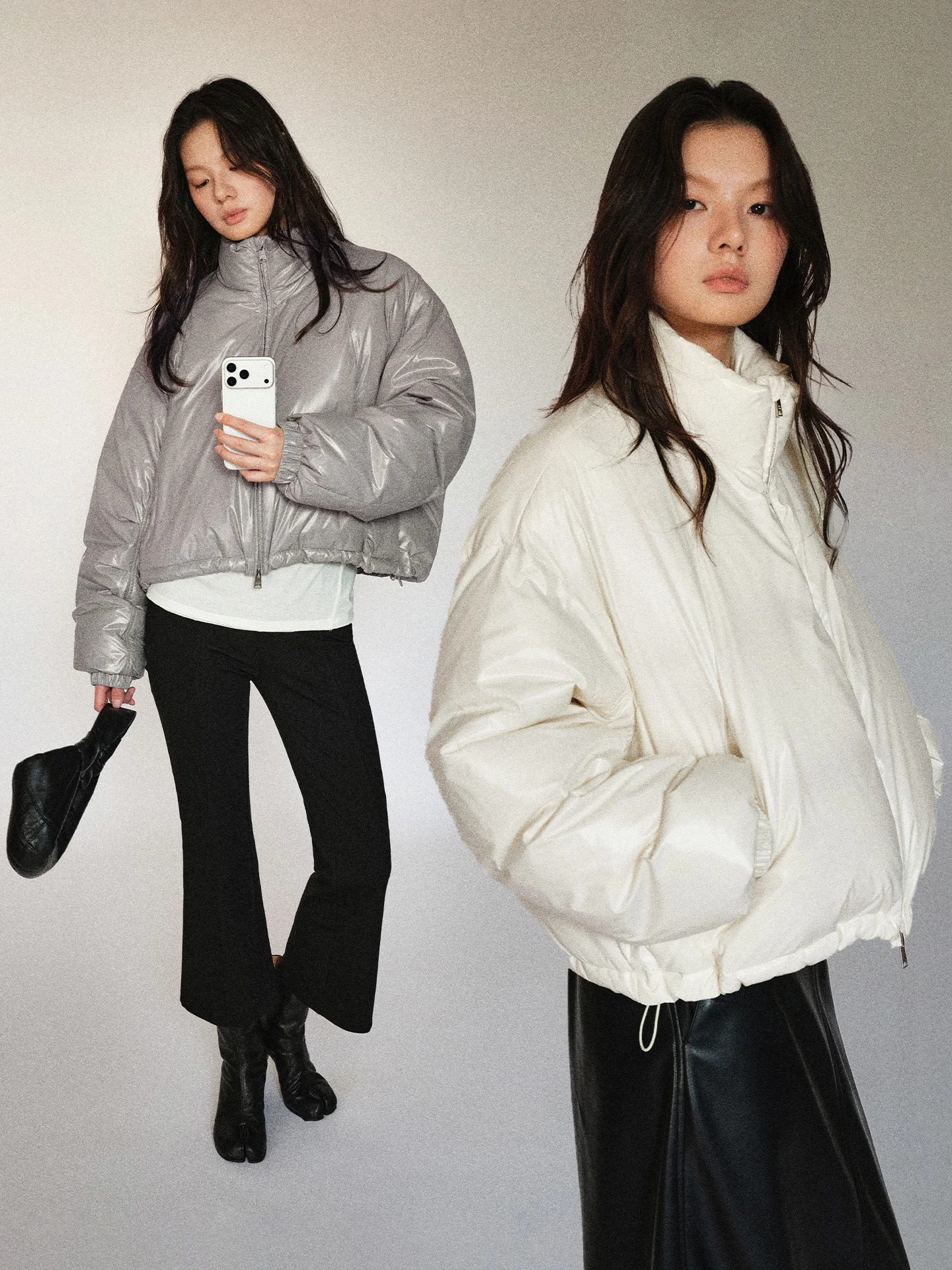 

FSYSKINS Soft Light Stiched down Jaet Warm Stand Collar Balloon 90 White Du down Quilted ort Coat for Women