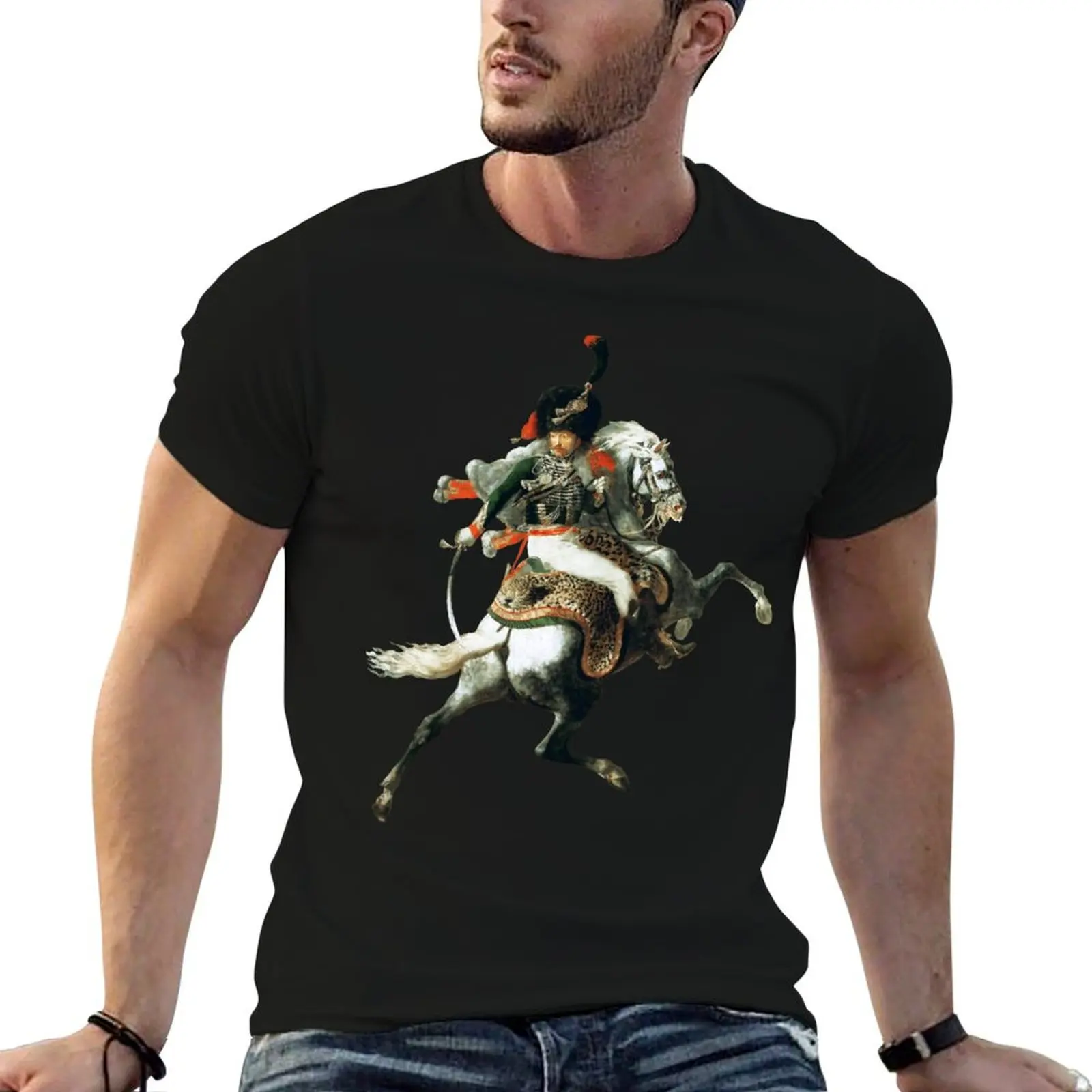 Camiseta The Charging Chasseur de Théodore Géricault, estilo casual para festivales, manga corta