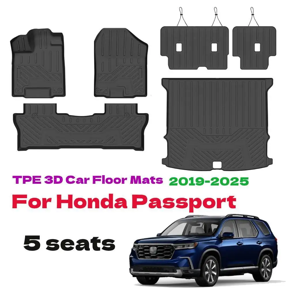 

TPE Floor Mats Fit for Honda Passport 2019 -2025 All Weather Floor Mat Accessories Duty Carpet Protection(Only for 5 Passengers)