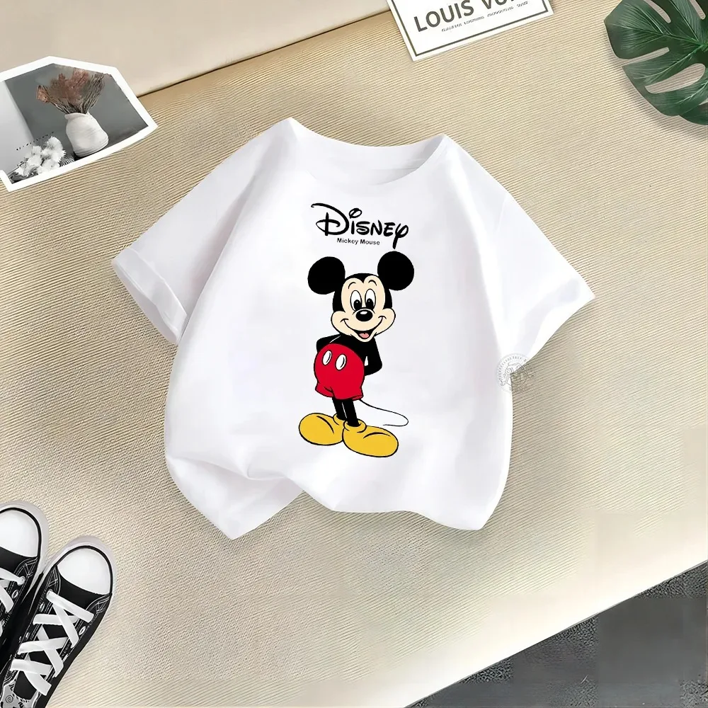 Disney children's clothing Sunshine Mickey Creative printed cotton T-shirt Boys Girls Casual fashion doll round neck T-shirt top