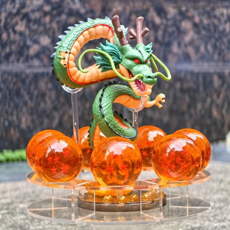 Figurka Anime Dragon Ball Shenron, zabawka akcji z kryształowymi kulkami smoczymi, akrylowa półka, kolekcjonerski model z kryształową kulą, prezent.