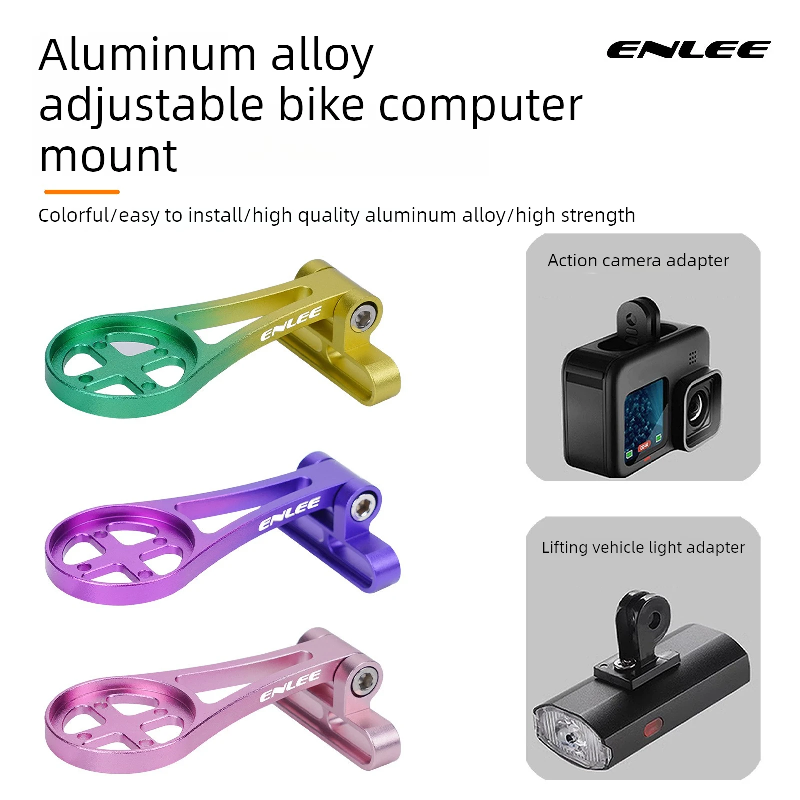 

ENLEE Mountain Bike Adjustment Code Watch Bracket, Aluminum Alloy Handle Vertical Installation Lamp Hanging Extension Bracket