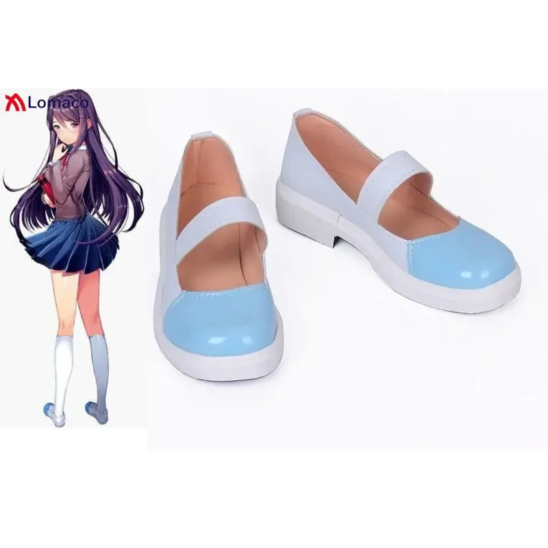 Game DDLC Doki Doki Literature Club Cosplay Shoes Sayori Yuri Natsuki School Uniform Shoes Custom Made any Size