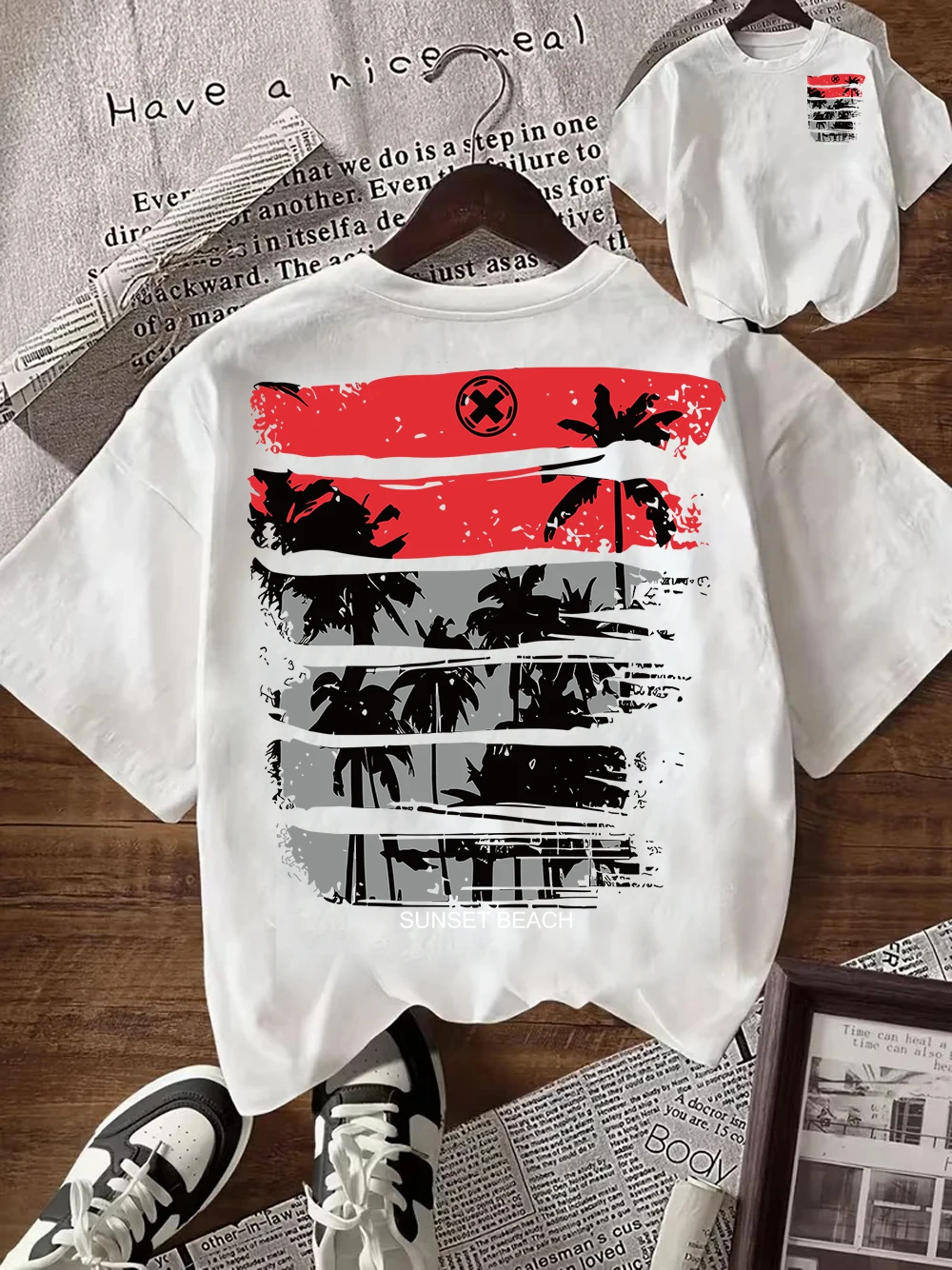 Women Clothing Mountain Sunset BrushstrokesT-Shirt African Safari Sunset T Shirts Short Sleeve Tshirts Geometric Harajuku Tee