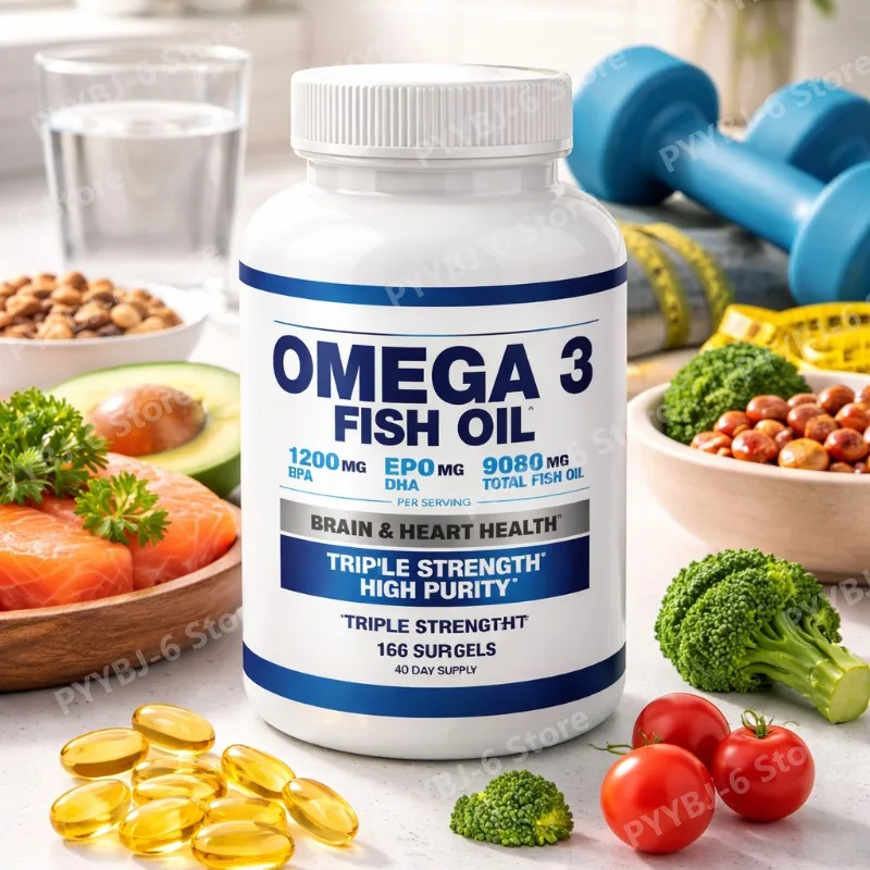 

Omega 3 Fish Oil 120 Softgels Non-GMO Supplement with EPA DHA Supports Heart Brain Cardiovascular Health Immune System for Adult