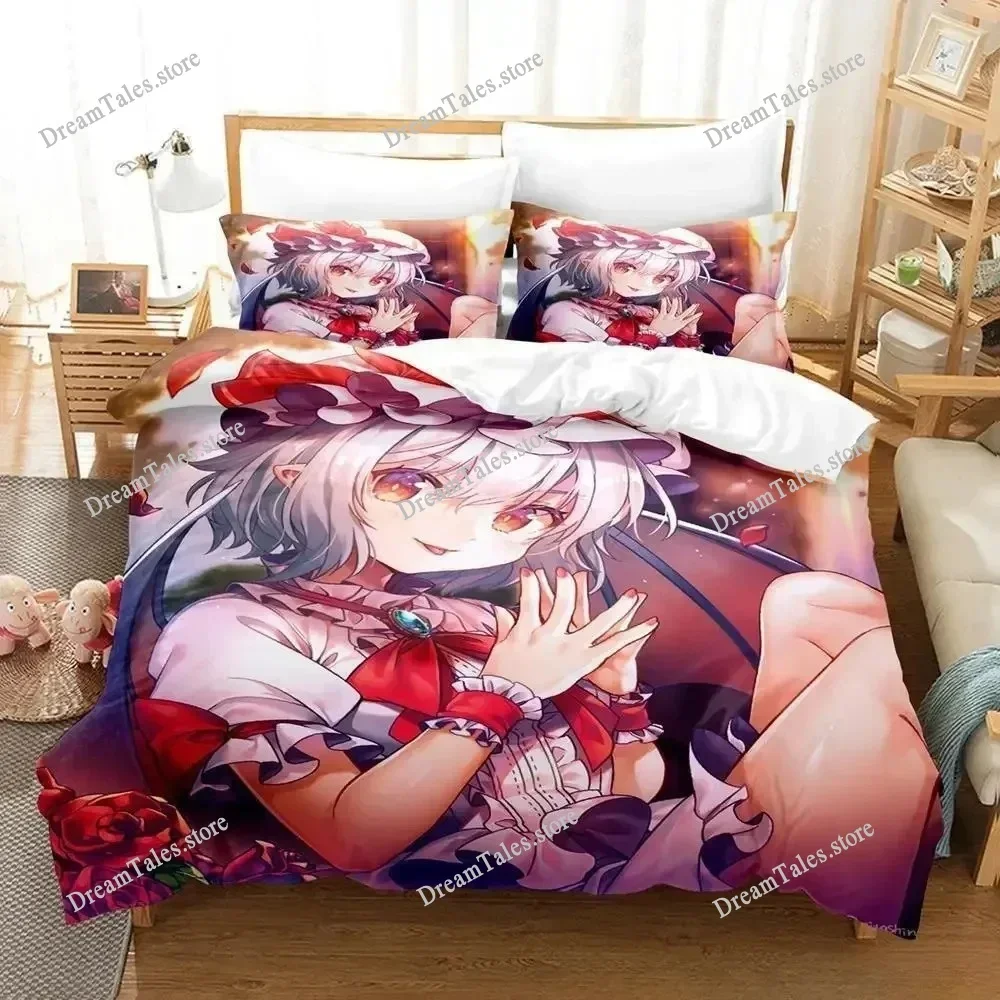 Touhou Project Remilia Scarlet Cartoon Poster Sheets Quilt Covers Bedding Dormitory Sheets Bedding Set Soft Warm Bedding Set