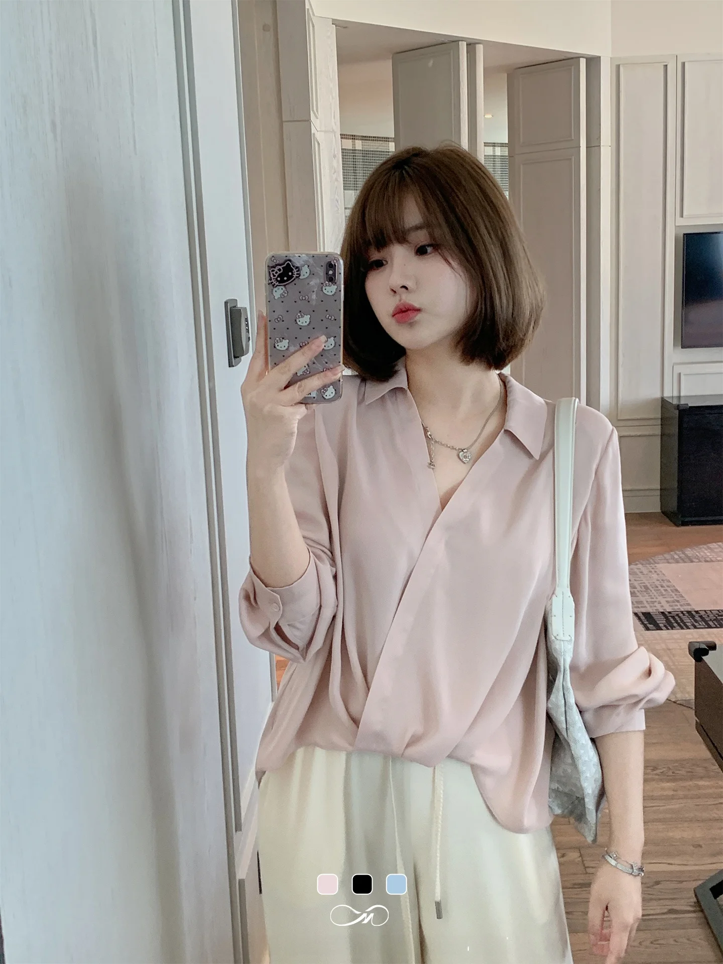 

Новая атласная блузка Masisi 224 с V-образным вырезом, 20 баллов по оценке, легкая, свободного кроя, с длинным рукавом, для повседневной носки, весенняя коллекция