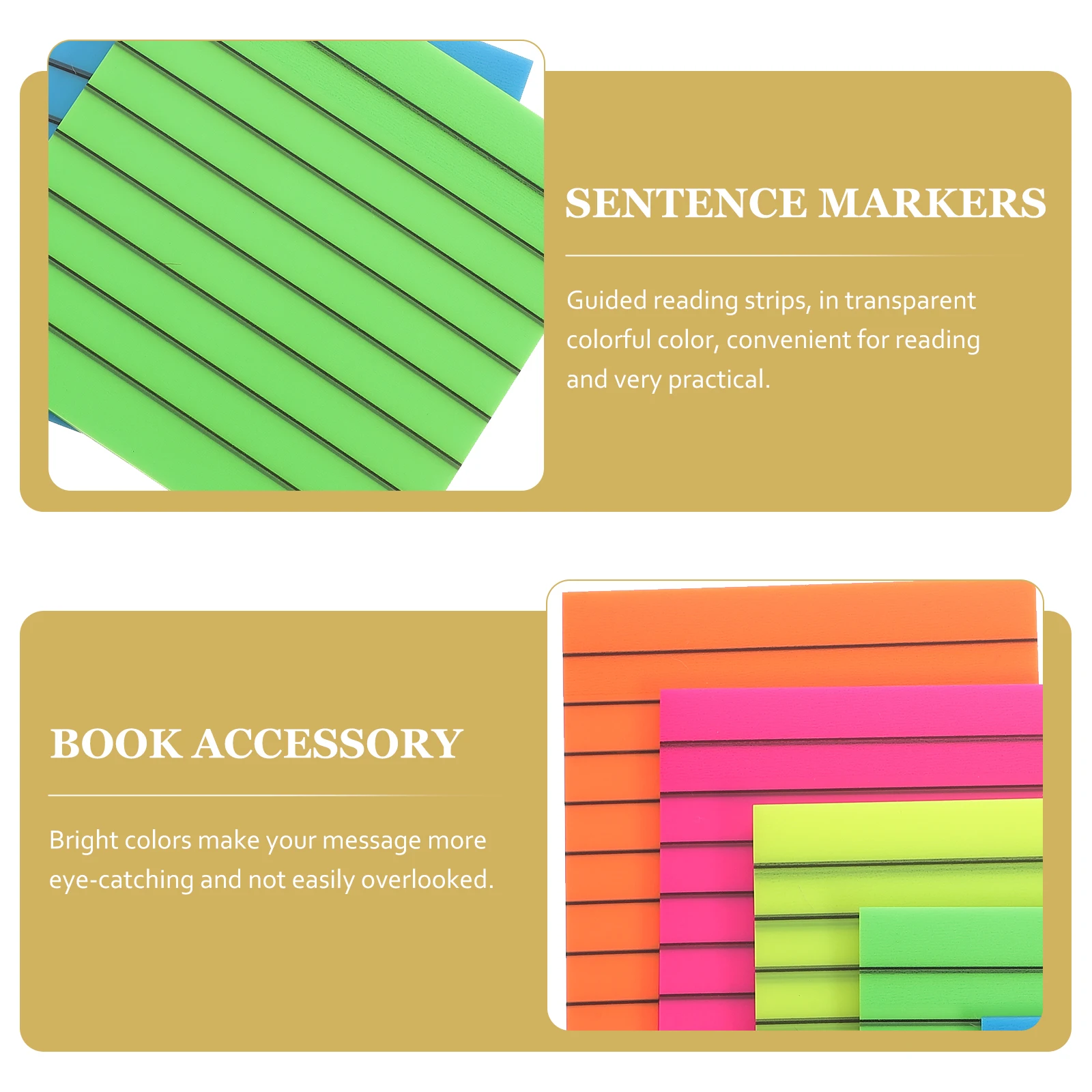 

6 Sets Transparent Fluorescent Highlight Stickers Portable Reading Strips Sentence Markers Page Marker Book